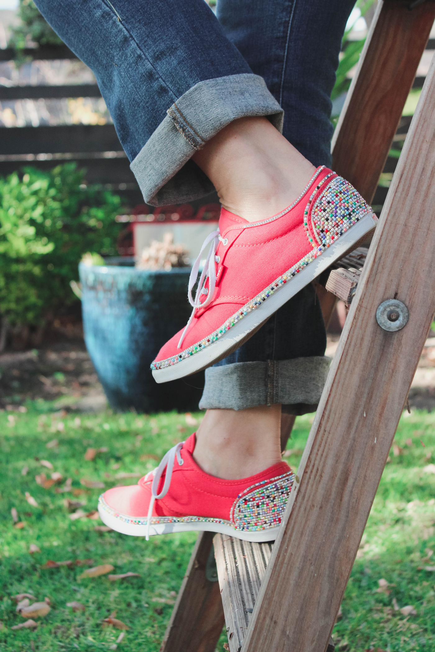 An updo for your tennis shoe.  Get your sparkle on. 